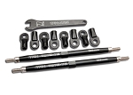 Revo Toe Links (Tubes 7075-T6 Aluminum) (128mm, Fits Front or Rear) (2)/ Rod Ends, Rear (4)/ Rod Ends, Front (4)/ Wrench (1) - Black or Red-Anodized