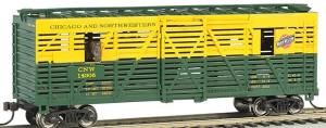 HO 40' Animated Stock Car w/Horses CNW 