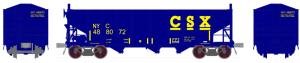 HO H2a 3-Bay Hopper 6pk CSX/blu & yel 