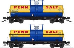 HO 6000g Tank Car 2pk Penn Salt/blu & yel 