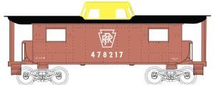HO N8 Caboose PRR #478217/Plain Keystone Red/Yel 