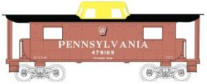 HO N8 Caboose PRR #478169/Shadow Keystone PR 