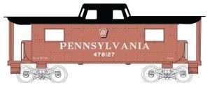 HO N8 Caboose PRR #478127/Shadow Keystone Red/Blk Cupola 