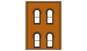 HO DPM 2-Story Wall Arched 4-Windows 