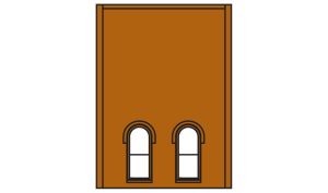HO DPM 2-Story Wall Arched Lower 2-Windows 