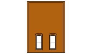 HO DPM 2-Story Wall Lower Small Rectangular Windows 