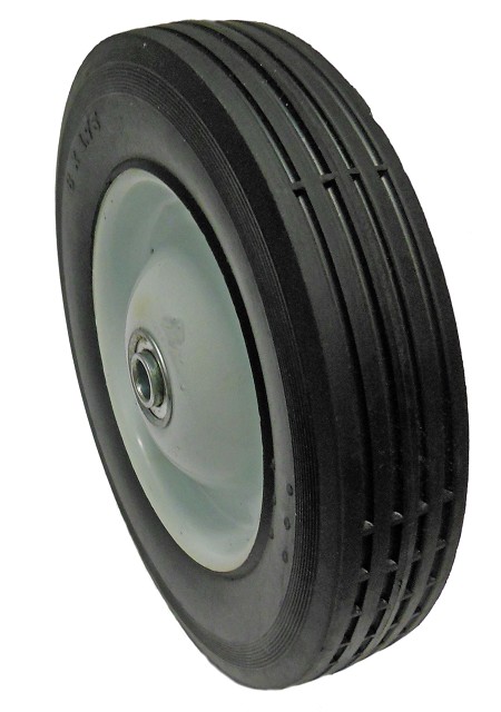 8" x 1.75" Flat Free Steel Wheel (1/2" Bearing) 