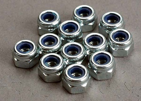 3mm Flanged Nylon Chrome Locking Nuts (12)