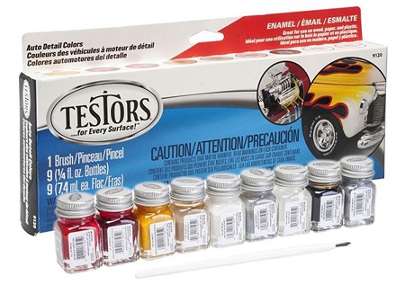 Testors Auto Detail Paint Set (8 Colors + Thinner) (1/4 oz)