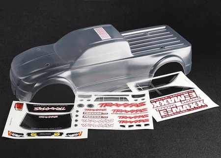 E-Maxx® Brushless Body (Clear, Requires Painting)/ Decal Sheet