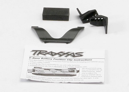 Battery Retainer Clip (1)/ Front Clip (1) /Rear Clip (1)/ Foam Spacer (1) (For One Battery Compartment)