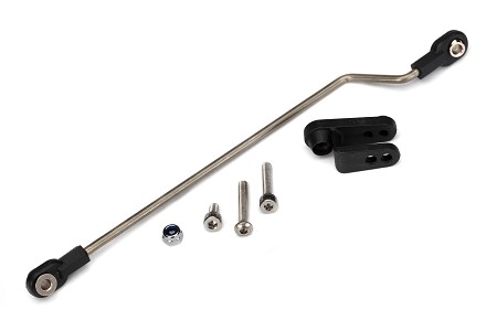 Assembled Rudder Pushrod, Servo Horn & Hardware