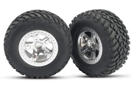Tires & Wheels, Assembled, Glued (SCT Satin Chrome, Beadlock Style Wheels, SCT Off-Road Racing Tires, Foam Inserts) (2) (2WD Front)