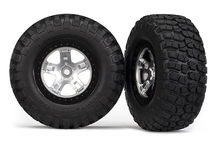 Assembled Tires & Wheels (SCT Satin Chrome, Black Beadlock Style Wheels, BFGoodrich® Mud-Terrain™ T/A® KM2 Tires, Foam Inserts) (2)(4WD Front / Rear, 2WD Rear Only)