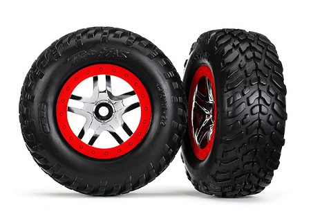 Tires & Wheels, Assembled, Glued (SCT Split-Spoke Chrome, Beadlock Style Wheels, Dual Profile (2.2" Outer, 3.0" Inner), SCT Off-Road Racing Tires, Inserts) (2) (F/R)