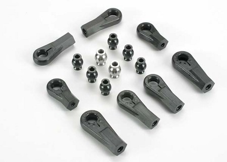 Plastic Rod Ends (8) (1/6 & 1/5 Scale)/ Hollow Ball Connectors (8) (6-Black, 2-Silver)