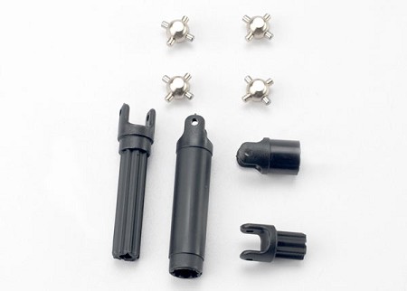 Half Shafts, Center Front (1), Center Rear (1) (Internal Splined Half Shafts (2)/External Splined Half Shaft) (2))/ Metal U-Joints (4)