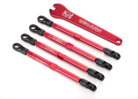 Toe Link Assembly, Aluminum (Red-Anodized) (4) (Assembled with Rod Ends & Threaded Inserts)