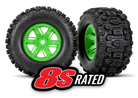 Sledgehammer® Tires on X-Maxx® Wheels (Green, Orange, or Black Chrome)