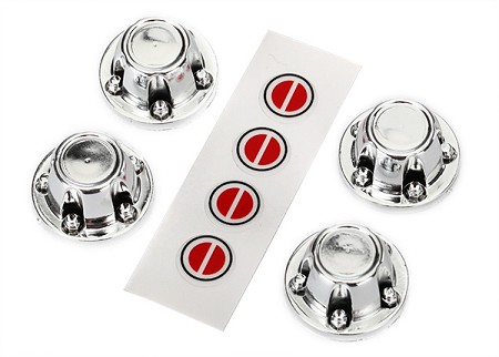 Chrome Wheel Center Caps (4)/ Decal Sheet (Requires #8255A Extended Thread Stub Axle)