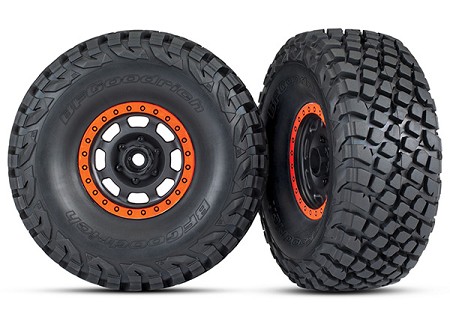 BFGoodrich® Baja KR3 Tires on Black & Orange Beadlock Desert Racer® Wheels